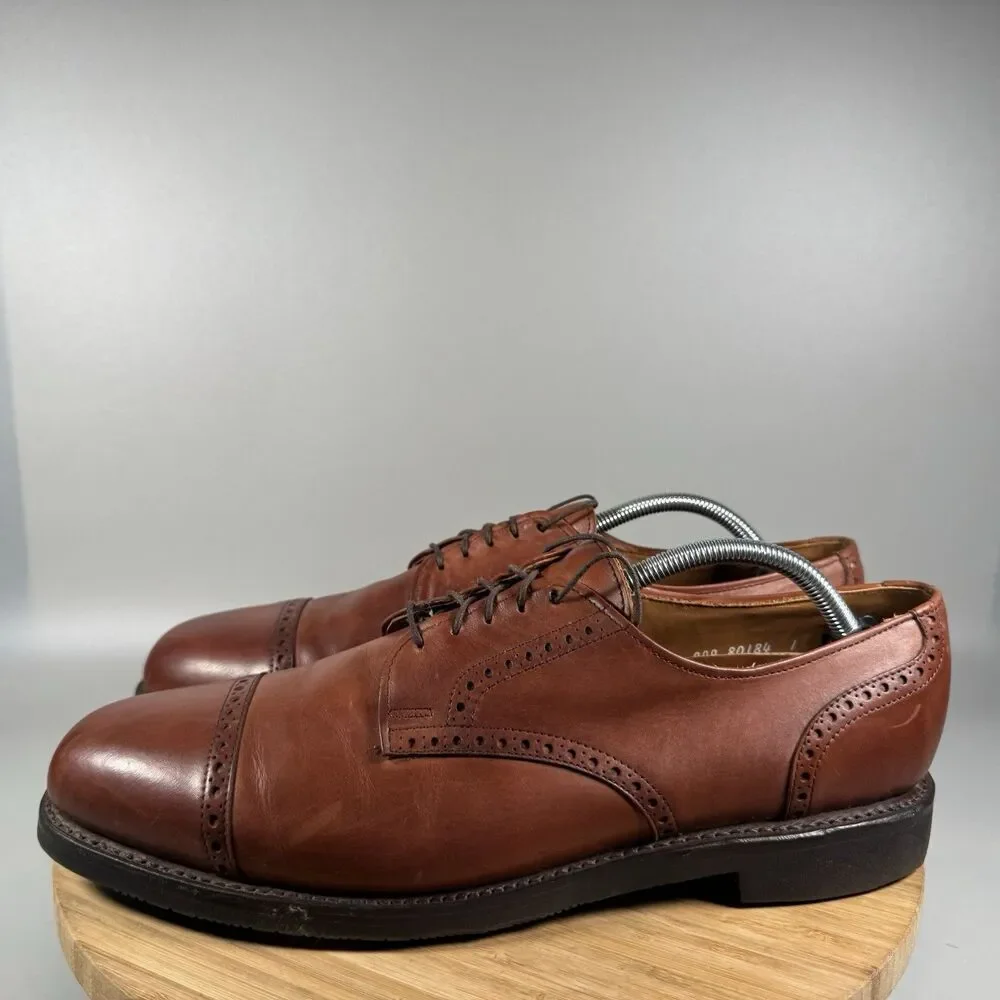 S Allen Edmonds Benton Derby Mens 13 3A Brown Leather‎ Cap Toe Dress Shoes